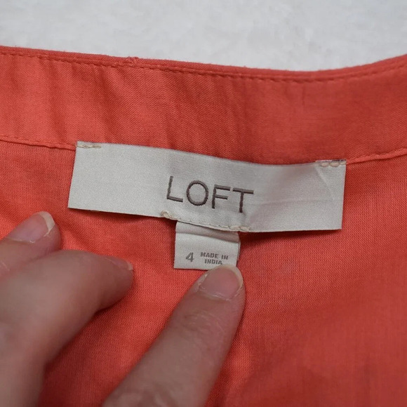 Ann Taylor Loft Babydoll Dress Sz 4 Eyelet Lace Tiered Cotton Cottagecore Boho - Picture 8 of 16